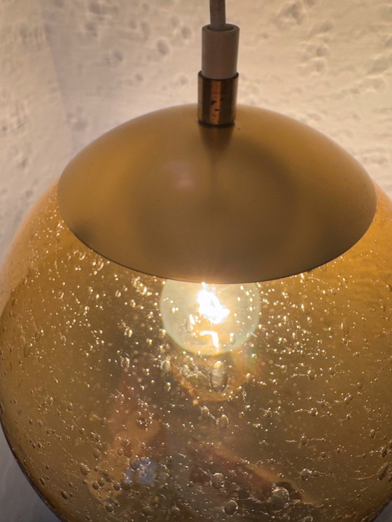 Image 1 of Kronleuchter Glas Amber Bullé 70er Jahre