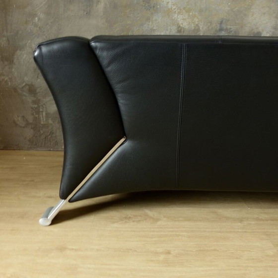 Image 1 of Vintage 3-Sitzer schwarzes Ledersofa von Rolf Benz 2000