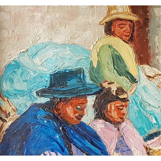 Image 1 of Öl auf Leinwand vintage "Die Bolivianer" von Trevoux, 1976
