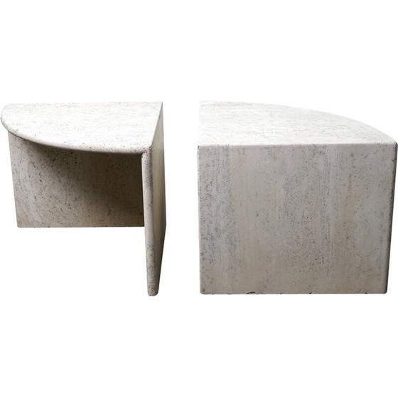 Image 1 of Paar Vintage Couchtische aus Travertin, Deutschland 1970