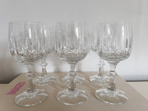 6X Vintage Crystal Cut Weinglas / Weingläser
