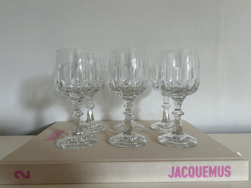 6X Vintage Crystal Cut Weinglas / Weingläser