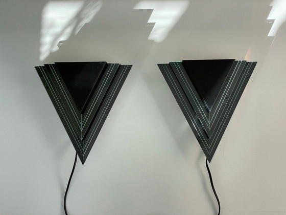 Image 1 of 2 Vintage Wandlampen im Memphis-Stil Design Herda aus den 80er Jahren