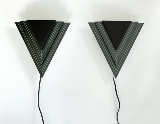 Image 1 of 2 Vintage Wandlampen im Memphis-Stil Design Herda aus den 80er Jahren