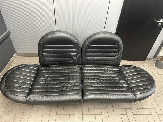 Image 1 of De Sede Ds 455 Leder Sofa Schwarz Zweisitzer Relaxfunktion