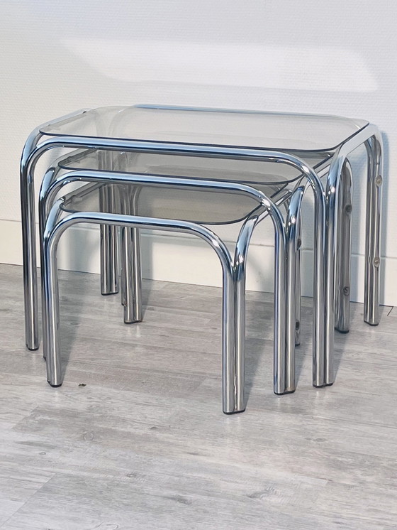 Image 1 of Vintage Beistelltische Chrom