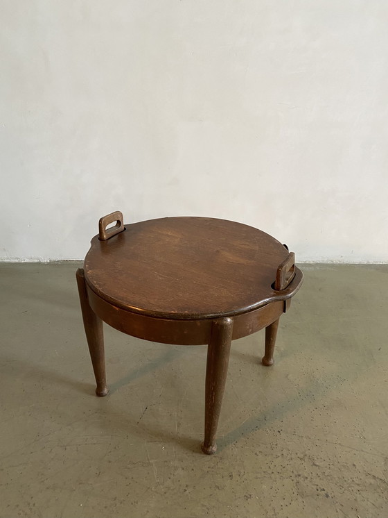 Image 1 of Niedriger B.J. Hansen Hocker mit umkehrbarer Tischplatte, Norwegen, 1960er