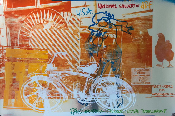 Image 1 of Robert Rauschenberg - Siebdruck-Lithographie „Fahrrad“.