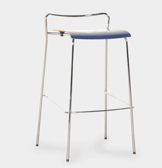 Image 1 of Design-Barhocker Piiroinen Chip, (Design: Antti Kotilainen) blau, 4-Fuß-Gestell