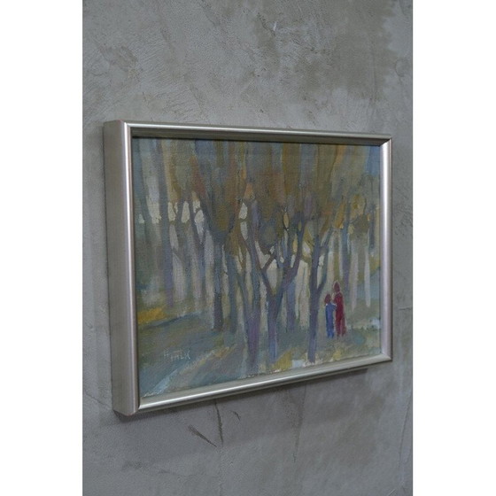 Image 1 of Vintage Ölgemälde auf moderner Leinwand von Hildegard Schüller-Falk, Schweden 1993