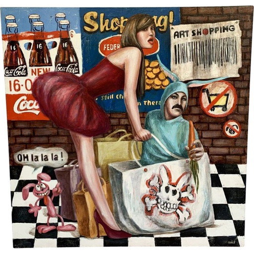 Acryl auf alter Leinwand "Art Shopping" von Samobrod Irina, 2009