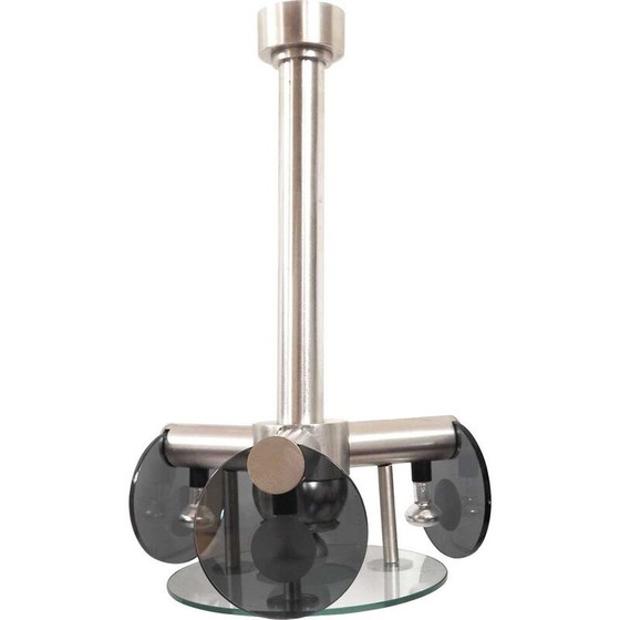 Image 1 of Vintage-Hängeleuchte aus Rauchglas