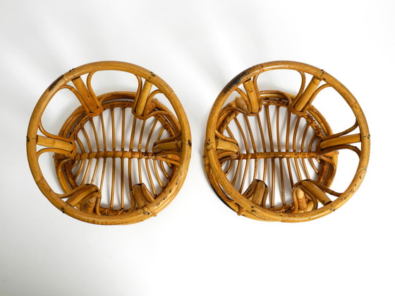 Image 1 of Paar originale italienische Bambushocker aus den 1960er Jahren