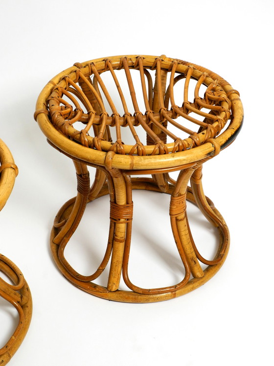 Image 1 of Paar originale italienische Bambushocker aus den 1960er Jahren