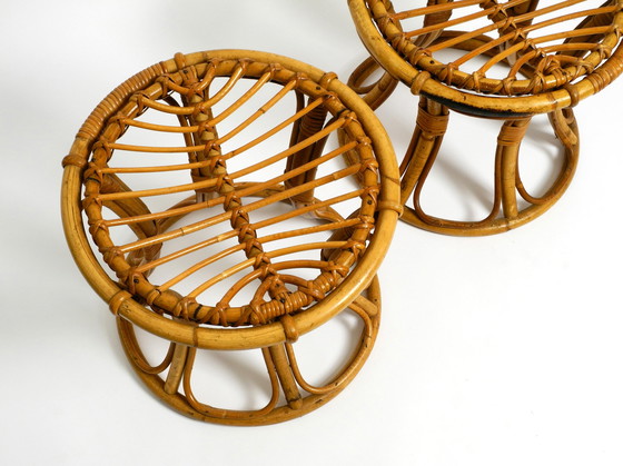 Image 1 of Paar originale italienische Bambushocker aus den 1960er Jahren