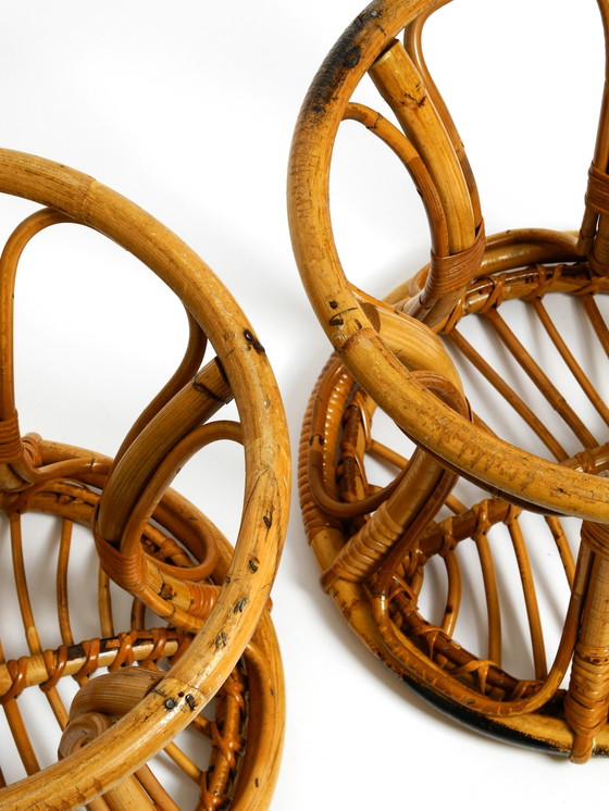 Image 1 of Paar originale italienische Bambushocker aus den 1960er Jahren