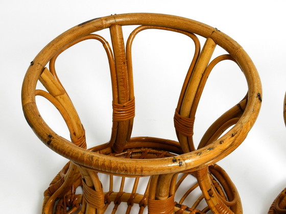 Image 1 of Paar originale italienische Bambushocker aus den 1960er Jahren