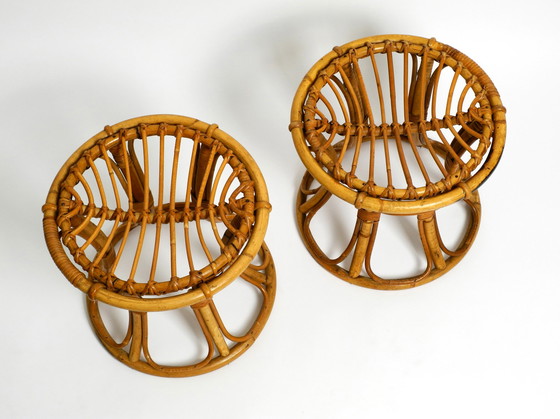 Image 1 of Paar originale italienische Bambushocker aus den 1960er Jahren
