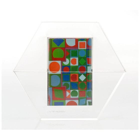Image 1 of Vintage Skulptur Hexagon von Victor Vasarely 1988s