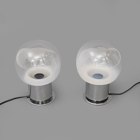 Image 1 of Paar Tischlampen aus Glas und verchromtem Metall, 1970er Jahre