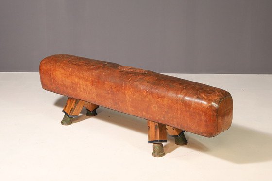 Image 1 of Gymnastik Leder Pommel Pferd Bank | 1920s