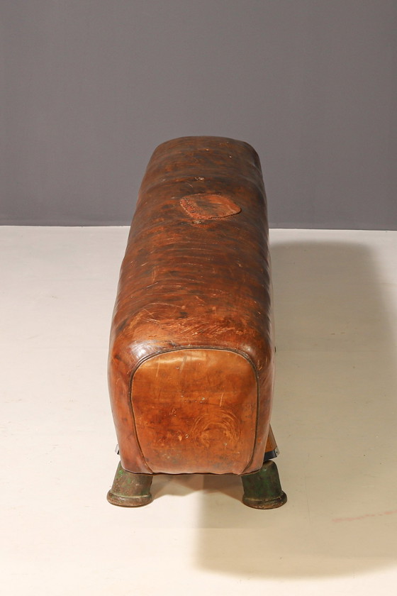 Image 1 of Gymnastik Leder Pommel Pferd Bank | 1920s