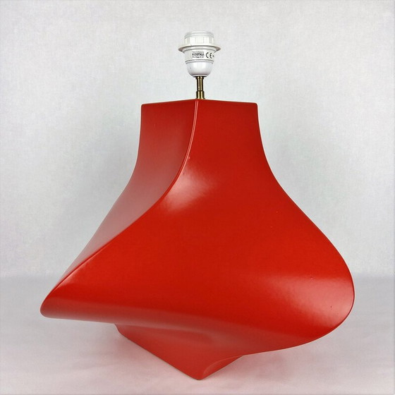 Image 1 of Alte Kostka-Lampe aus roter Keramik von Y Boudry, Frankreich 1990