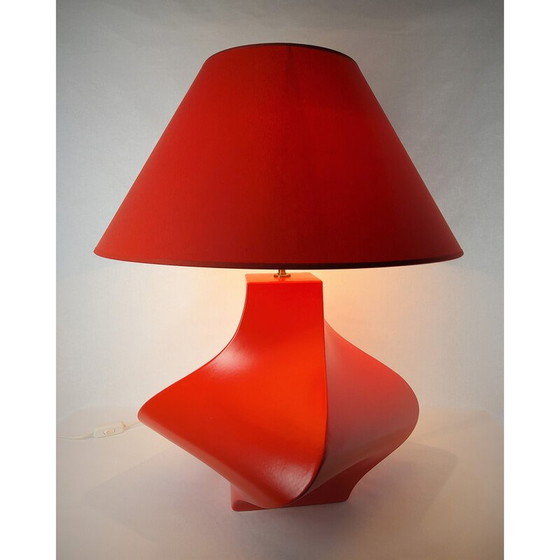 Image 1 of Alte Kostka-Lampe aus roter Keramik von Y Boudry, Frankreich 1990