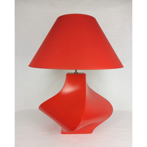 Image 1 of Alte Kostka-Lampe aus roter Keramik von Y Boudry, Frankreich 1990