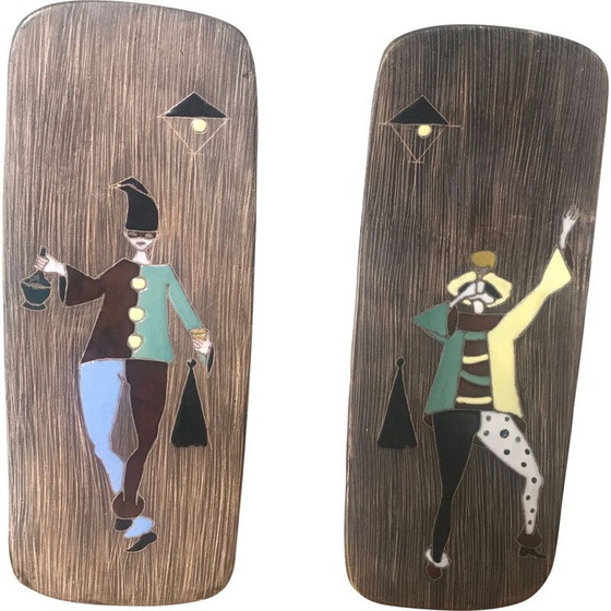 Image 1 of Paar Vintage-Keramikgeschirr mit Harlekin-Muster, 1960