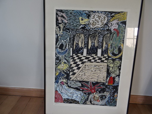 3x Marnix Everaert Gemälde Gouache