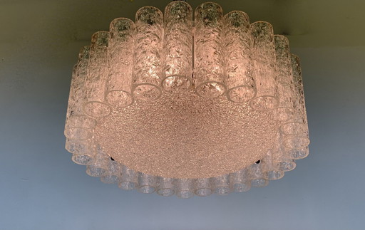 Doria Leuchten Glasröhren Kronleuchter Flush Mount - 1960s