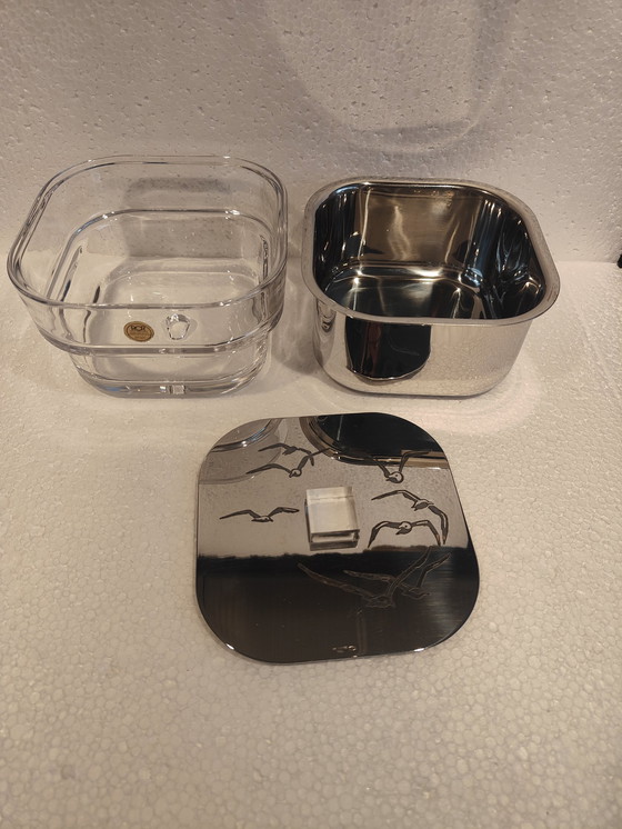 Image 1 of Eiskübel aus Glas und Stahl von Roberto Sambonet, 1980er Jahre