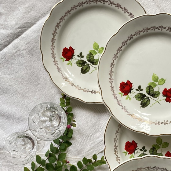 Image 1 of Lot Von 6 Flachen Tellern Steingut Ehemalige Manufacture Française De Sarreguemines