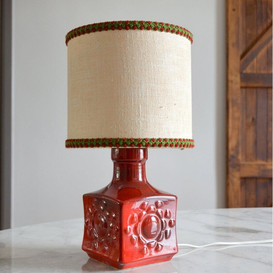 Image 1 of Vintage Tischlampe aus roter Keramik, Deutschland 1970