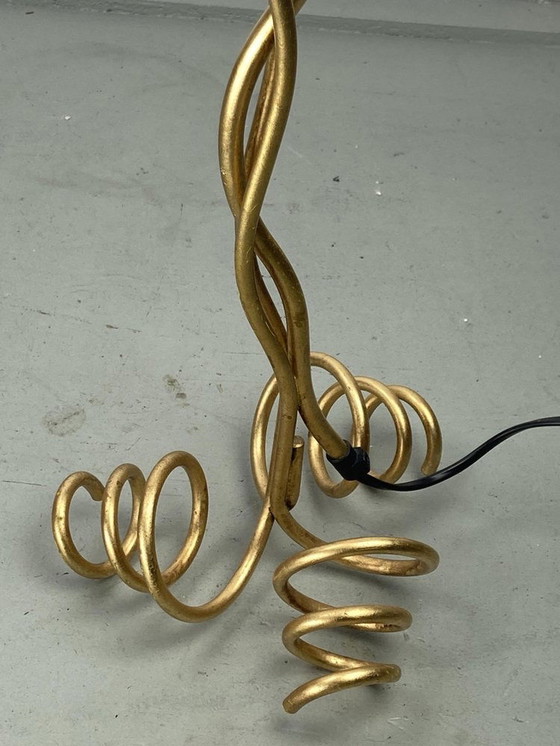 Image 1 of Bouclé-Schirm Curly Wavy Free Form Tischlampe, 1960S