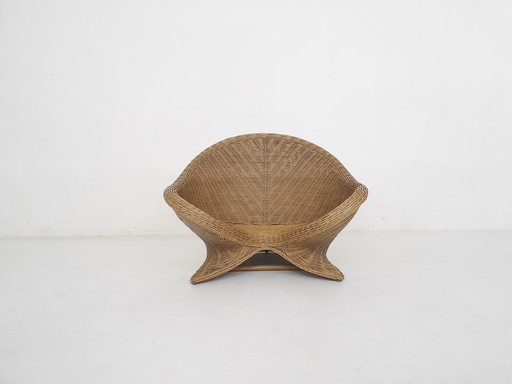 Rattan Zen Meditation Lotus Lounge Stuhl, 1960'S