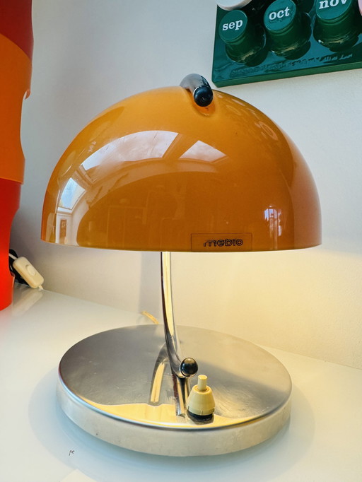 Space Age Karamellfarbener Pilz Tischlampe von Luigi Massoni für Meblo Guzzini