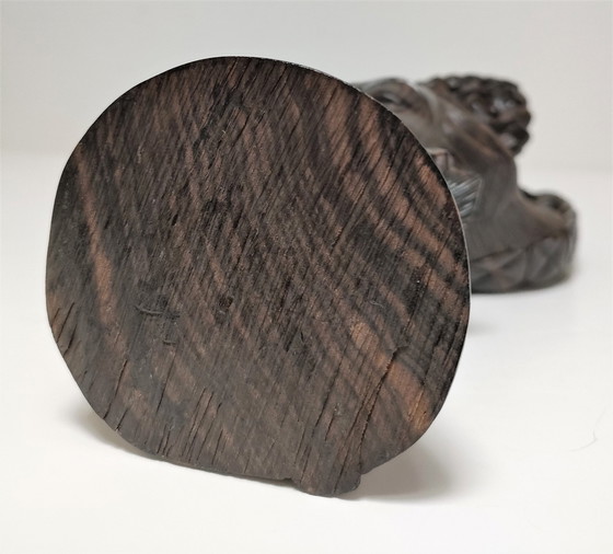 Image 1 of Büste Holz Ebenholz Frau Blumen Kopfschmuck 60er - 70er Jahre