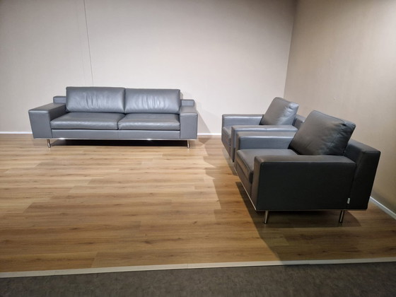 Image 1 of Musa Italia 3-Sitzer Sofa +2 Sessel Leder Grau Design