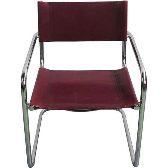 Image 1 of Vintage B34 Stuhl aus Leder und verchromtem Aluminium von Marcel Breuer