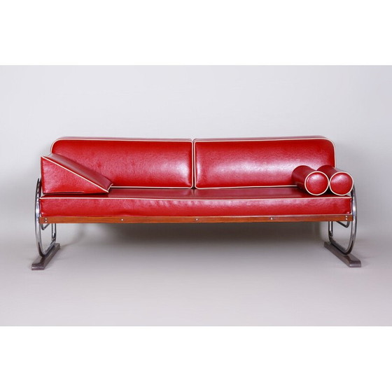 Image 1 of Rotes Ledersofa von Robert Slezak, 1930er Jahre