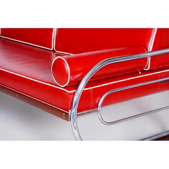 Image 1 of Rotes Ledersofa von Robert Slezak, 1930er Jahre