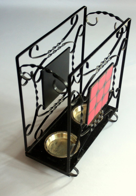 Image 1 of Handgefertigter Schirmständer Schmiedeeisen, Metall, Keramik - Vintage Aus Den 60Ern