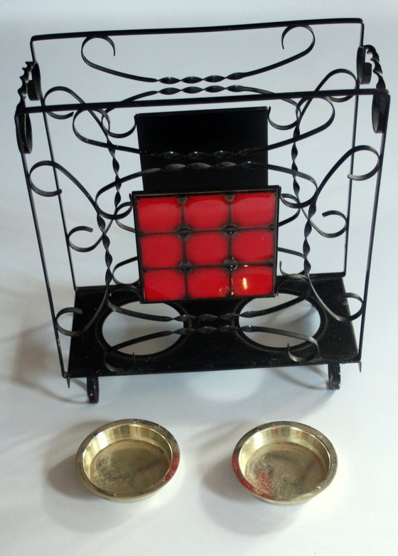 Image 1 of Handgefertigter Schirmständer Schmiedeeisen, Metall, Keramik - Vintage Aus Den 60Ern