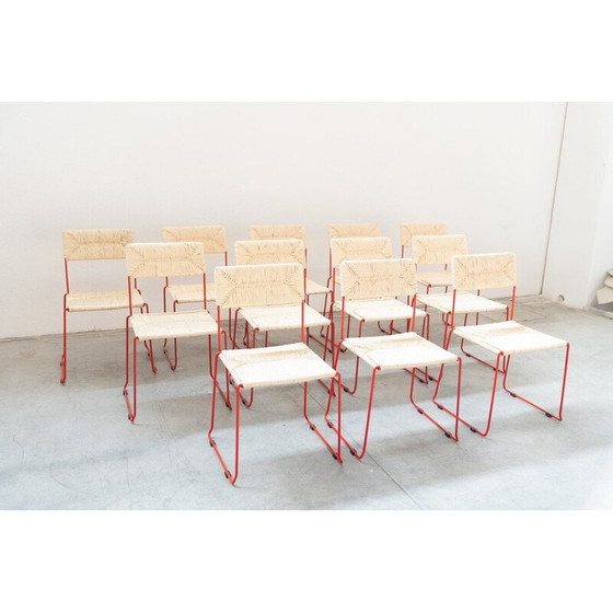 Image 1 of Vintage Stuhl aus gebogenem Eisen und Stroh, Italien 2000er