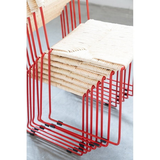 Image 1 of Vintage Stuhl aus gebogenem Eisen und Stroh, Italien 2000er