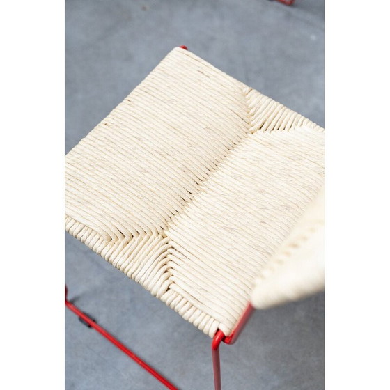 Image 1 of Vintage Stuhl aus gebogenem Eisen und Stroh, Italien 2000er