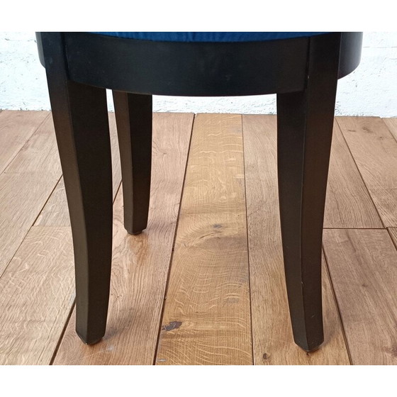 Image 1 of Vintage-Hocker aus blauem Samt