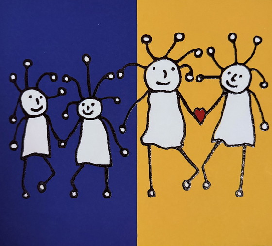 Image 1 of Paul Kostabi: "Familie Sprkl". Handsigniert, nummeriert.